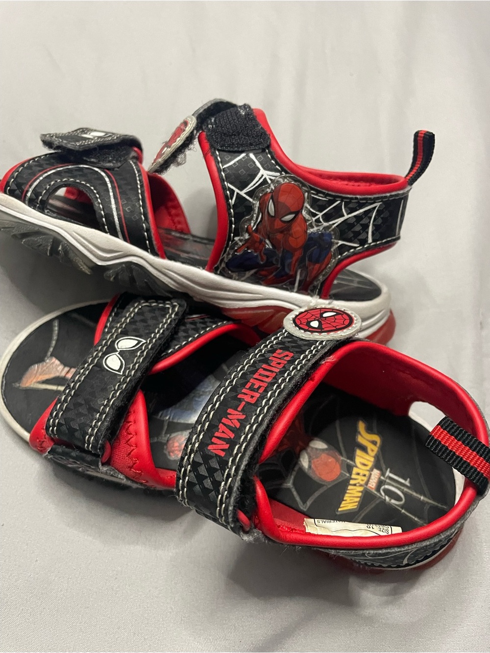 Spiderman Black and Red Kids' Sandals with Web Graphics